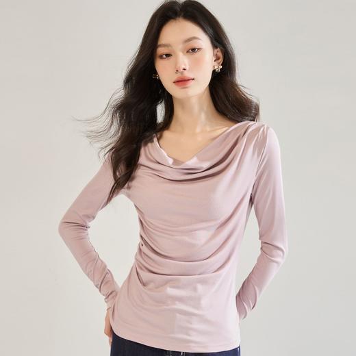 「高货sh」全新升级【铂金会员146/天猫199/差价53】(45538)洛诗琳新款一字领长袖针织2025秋季气质小个子打底衫上衣 商品图1