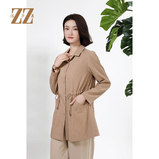 佐尔美经典简约抽绳收腰中长款风衣上衣女M51FD07 商品图3