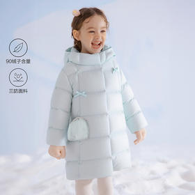 笛莎Deesha 童装女童羽绒服2025冬新款女童蝴蝶结可脱卸小包装饰中长款羽绒服