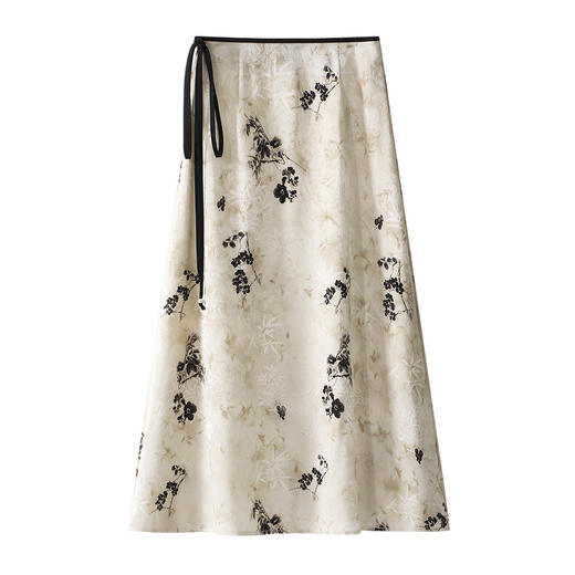 丁摩 国风水墨画醋酸半身裙女春夏季新款垂坠感气质长裙高腰A字型裙5ZF-32593 商品图0