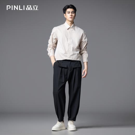 PINLI品立2025秋季新款潮牌宽松长袖衬衫男百搭休闲衬衣防晒外套GD253113067 商品图1