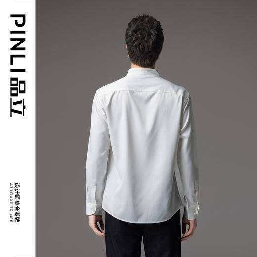 PINLI品立2025秋季新款V领纯色休闲长袖衬衫雅痞风垂感衬衣男上衣GD253113045 商品图3