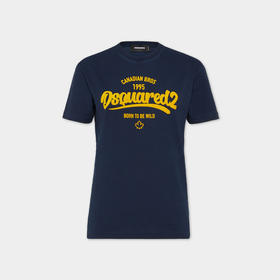 DSQUARED2 女士字母徽标印花棉质圆领短袖T恤 深蓝色 S75GD0488 D20035 524