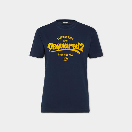 DSQUARED2 女士字母徽标印花棉质圆领短袖T恤 深蓝色 S75GD0488 D20035 524 商品图0