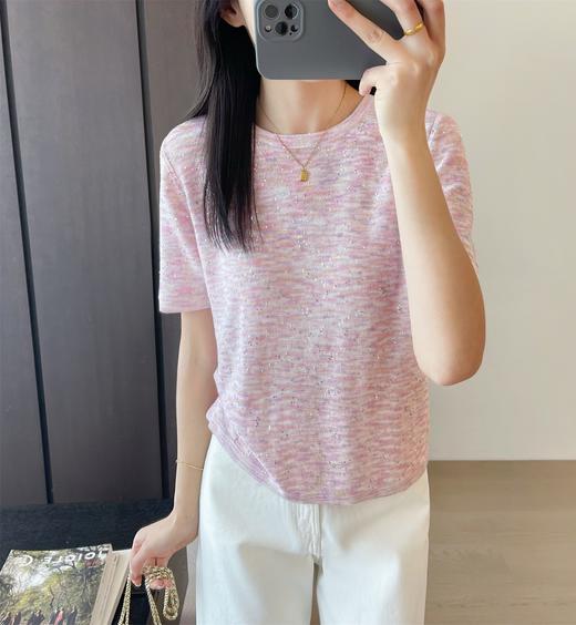 春秋新品康宝莱珠片纱亚麻棉镂空亮片上衣 商品图10