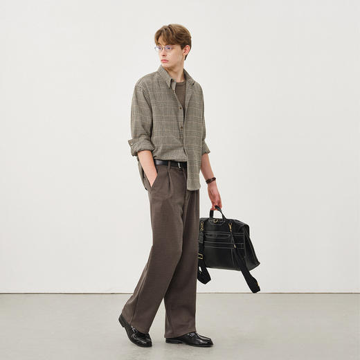 714street老钱风千鸟格格子衬衫男2025秋抗皱易打理长袖衬衣外套 商品图3