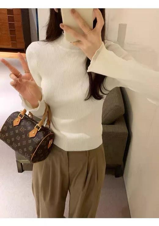 【孤品捡漏】G25白色针织花边领修身针织衫-喜出 商品图3