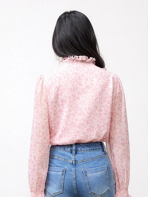 3楼FEXATA服饰(新百)   荷叶边粉色豹纹衬衫 商品图4