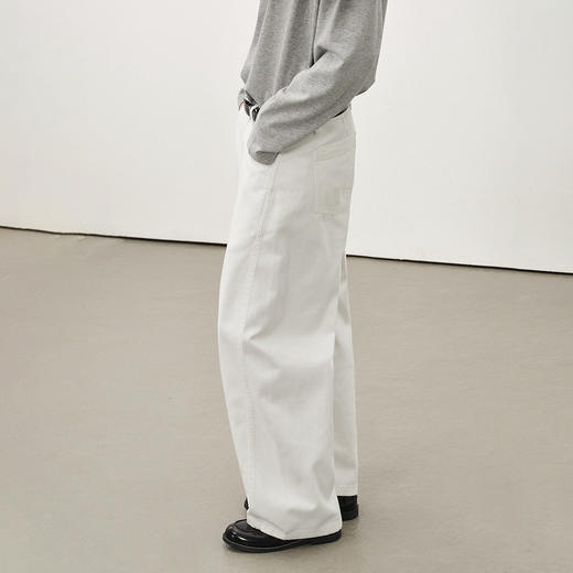 714street水洗纯棉弯刀裤男2025秋季新款休闲裤潮牌宽松白色裤子 商品图1