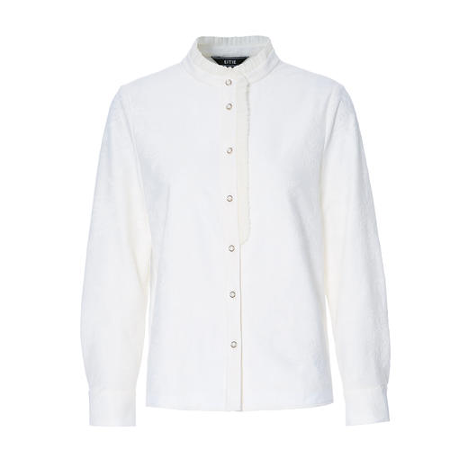 EITIE爱特爱精致木耳边直筒新中式立领暗纹衬衫上衣2025秋季新款C2509816 商品图5