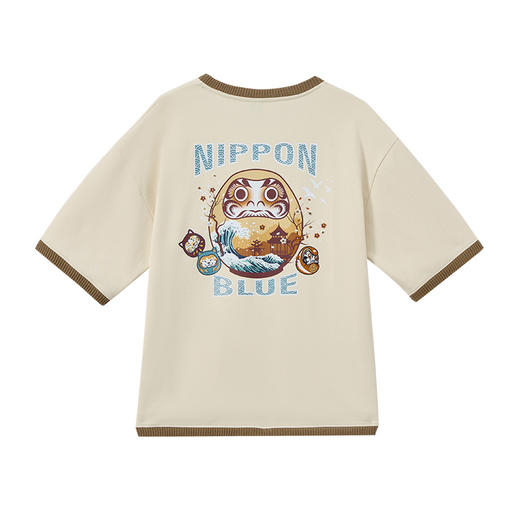 ONIARAI/鬼洗25秋季新品棒系列达摩海浪风景拼毛织短袖T N840279 商品图4