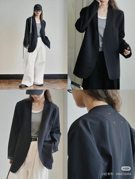 Maison Marg*a马吉*同款黑色无领西装西服 商品图0