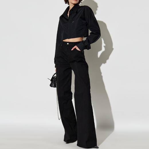 DSQUARED2 女士徽标标签棉质长袖衬衫 黑色 S75DL0910 S36275 900 商品图3