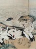 独角鹿西洋古董日本明治时期画师梁古源俊签名出品「浪迎群鹤」主题纸本设色洒金六曲屏风 商品缩略图5