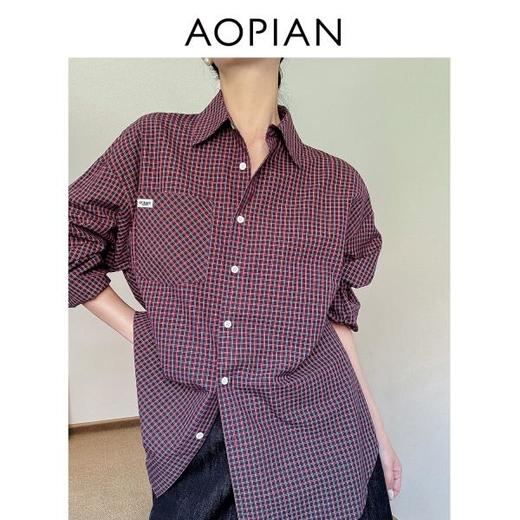 奥篇【红蓝CP】文艺复古经典格子控 宽松休闲百搭舒适格纹衬衫 商品图0