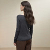 西遇法式荡领气质长袖针织T恤女秋季抽褶收腰显瘦内搭打底衫V2751162 商品缩略图4
