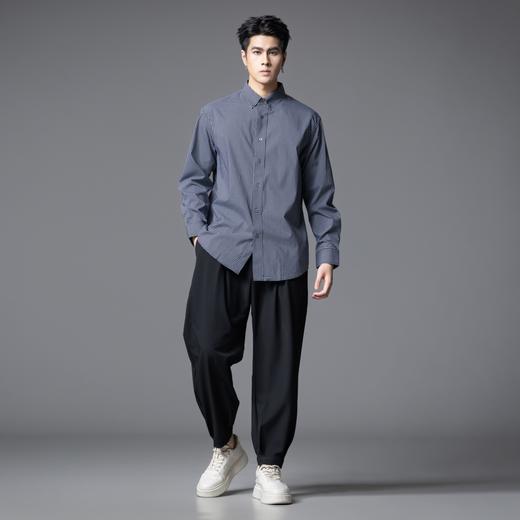 PINLI品立春季新款商务休闲长袖衬衫男扣领尖领格子宽松衬衣GD253113062 商品图4