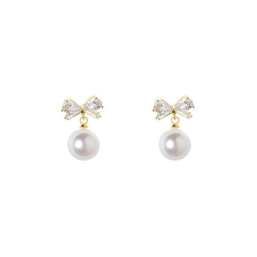 【预售3天】s925纯银流珠蝴蝶结耳钉女百搭个性简约小众高级感耳环耳饰E000886B 商品图4