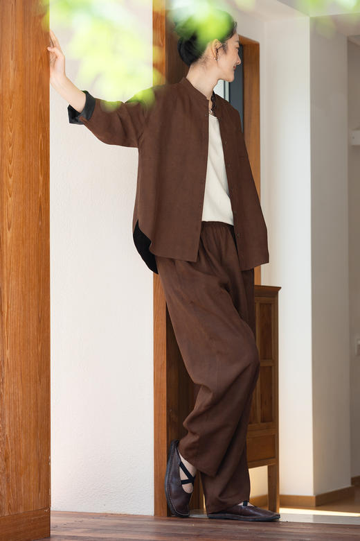 牧衣游原创 重磅18姆米莨染香云纱裤子新款宽松百搭真丝长裤 诩语 商品图5