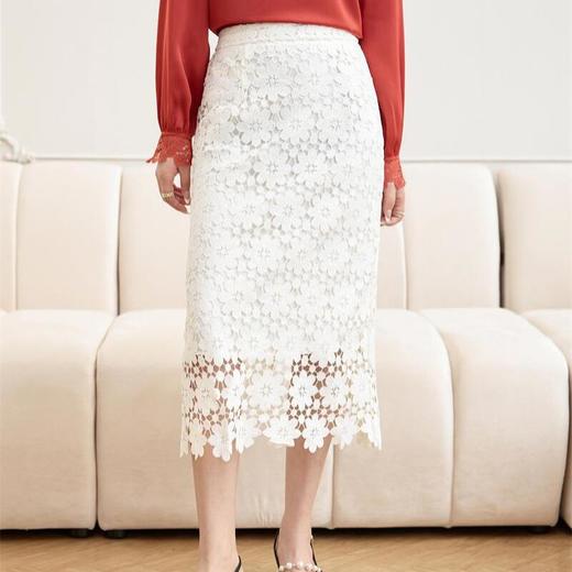 「自」全新升级【铂金会员183/天猫249/差价66】(53615)洛诗琳气质剪花工艺镂空蕾丝2025秋季半身裙新款高腰包臀裙 商品图0