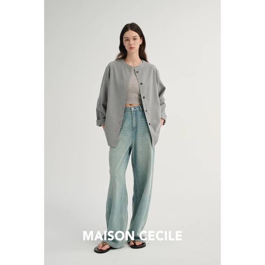 MAISON CECILE 复古羊毛软糯亲肤休闲通勤圆领随性风衬衫 商品图4