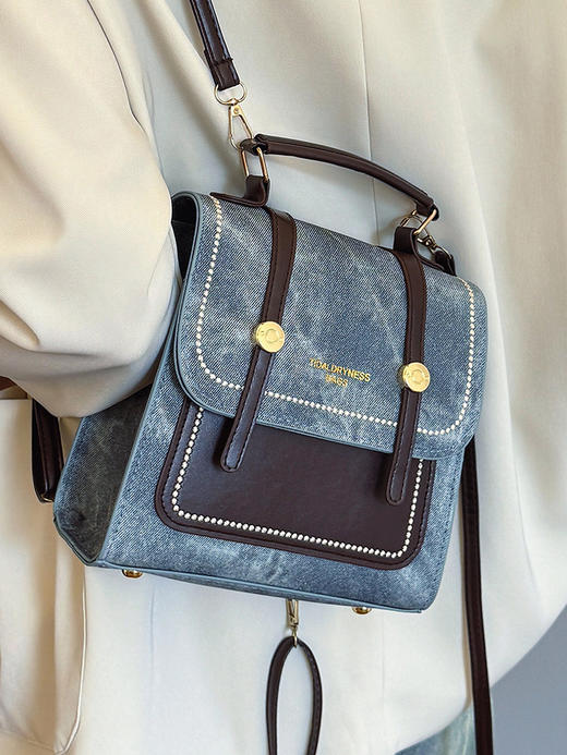 【限量新款来袭！】高级感女士绣线双肩包 新款学院风韩版洋气 高级感+多功能 这款绣线双肩包 学院风&通勤休闲全都拿捏 商品图2