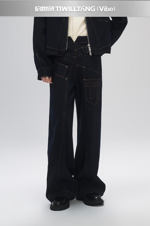 启世录TIWILLTANG“淼幽止径”型随意动工笔轮廓积构扭转结构长裤 商品图5