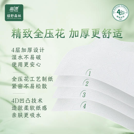 【蓝漂】白色抽纸 绿野森林系列面巾纸320张*6包 4D压花无香 商品图4