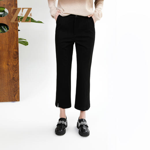 佐尔美秋季新款 简约百搭垂感烟管裤通勤直筒休闲长裤女E34KC39 商品图3