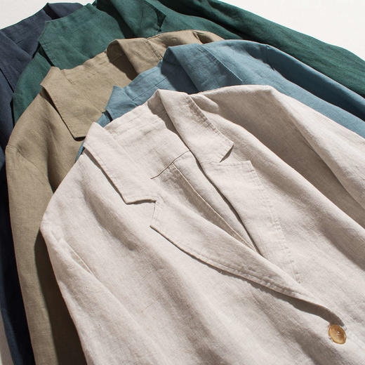 百媚生 纯亚麻休闲文艺宽松气质长袖小西服上衣外套X377 商品图1