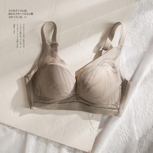 丁摩100%真丝聚拢内衣女防下垂小胸不空杯调整型桑蚕丝薄款文胸罩AL20214 商品图6