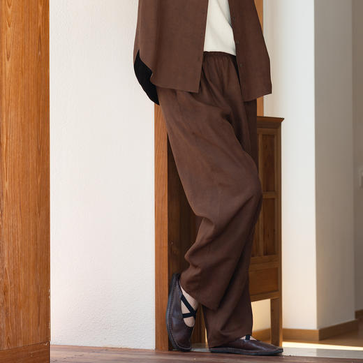 牧衣游原创 重磅18姆米莨染香云纱裤子新款宽松百搭真丝长裤 诩语 商品图0