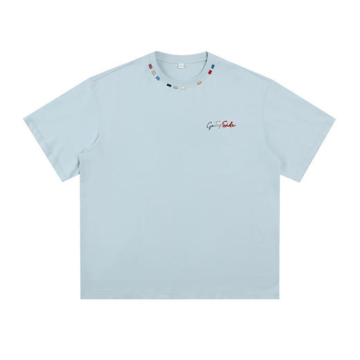 【YW】无忧购“清仓大促”美式休闲潮牌彩色字母刺绣质感宽松情侣体恤衫MT7209(截单后3-5天发货) 商品图5