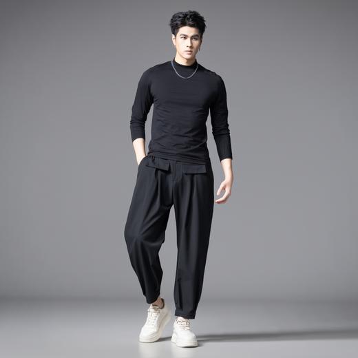 PINLI品立2025秋季新款立领纯色内搭长袖T恤男士休闲打底衫上衣潮B253111091 商品图4