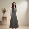 西遇法式名媛钉珠领口高级感通勤连衣裙女秋季假两件A字长裙V2951222 商品缩略图3