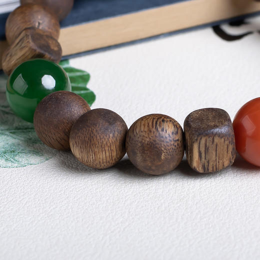 xy0570沉香+南红碧玉青金石非洲翠多宝手串 商品图5