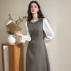 西遇法式名媛钉珠领口高级感通勤连衣裙女秋季假两件A字长裙V2951222 商品缩略图2
