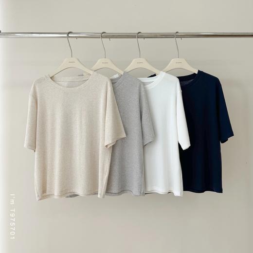 老米优品🎈3-5天发！日系文艺《 针织亚麻·宽松圆领短袖tee》软糯，薄款，夏日百搭!  T250825A 商品图2