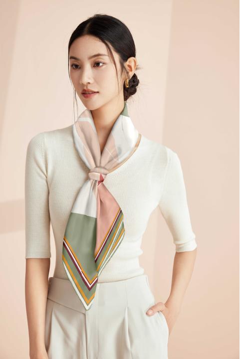 喜得宝重磅印花素绉缎大方巾86cm*86cm百搭丝绸礼品方巾 商品图1