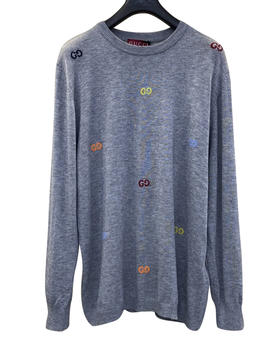 中性款满logo提花长袖针织毛衣012