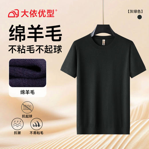 【绵羊毛】【DG】大依优型大码男装圆领短袖毛衣加肥加大码宽松毛线衫内搭针织衫男士上衣 商品图5
