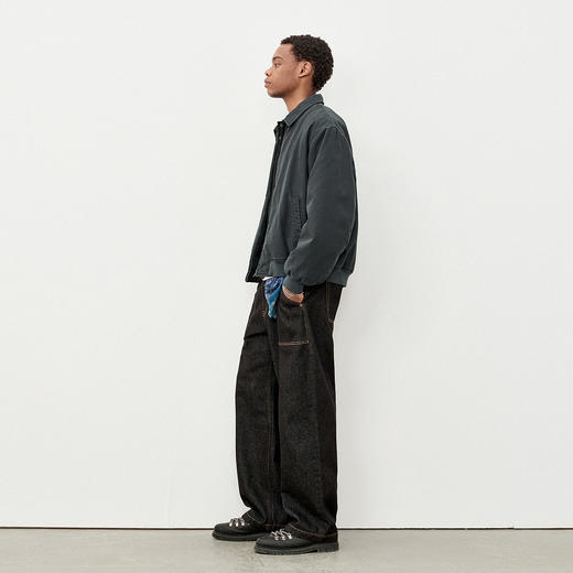 714street水洗做旧纯棉帆布翻领夹克2025秋冬季复古羊羔绒外套男 商品图3