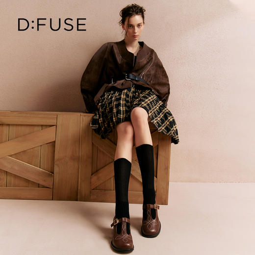 Dfuse迪芙斯2025秋季新款时尚浅口鞋复古粗中跟T带显瘦玛丽珍鞋职业通勤鞋DFD3111033 商品图0