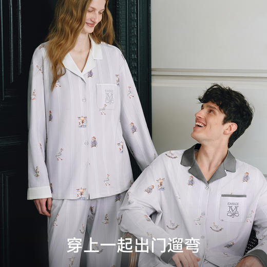 【家居服专场】嫚熙幸运鹅秋冬季火山小磨毛女士睡衣保暖情侣长袖家居服2025新款 商品图2