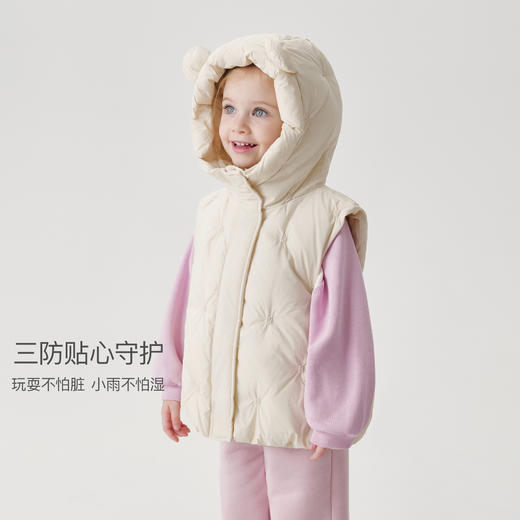 【三防】马克珍妮女童可爱熊耳朵加厚羽绒马甲2025年冬装新款550982 商品图1