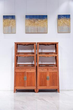 红桥红  家具严选  缅甸花梨（大果紫檀）【184壸门双层 亮格柜】