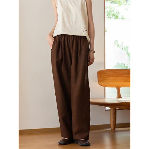 牧衣游原创 重磅18姆米莨染香云纱裤子新款宽松百搭真丝长裤 诩语 商品图1