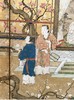 独角鹿西洋古董日本明治时期画师春笑签名出品「东方山水人物」主题纸本设色洒金六曲屏风 商品缩略图5