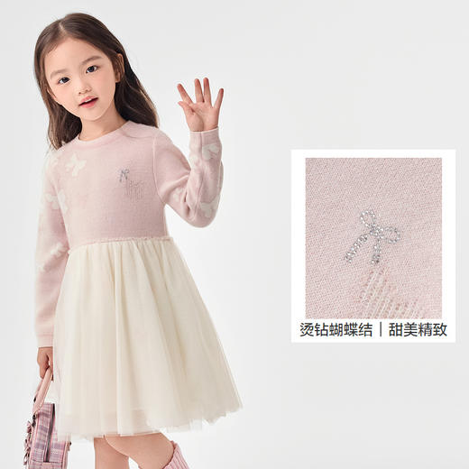 巴拉巴拉童装儿童连衣裙女童秋冬装网纱裙子针织小童宝宝洋气甜美 商品图3