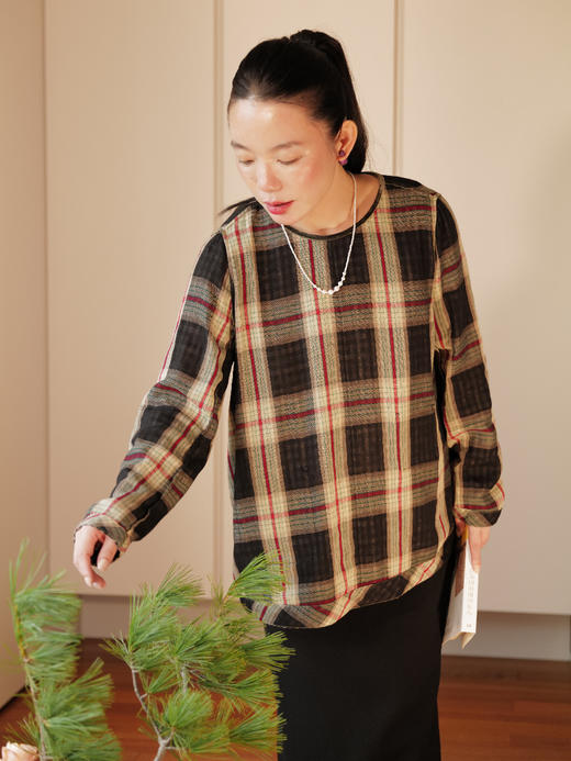 无双 双面穿喜鹊花枝布帖刺绣萌口袋丝绒系带 套头短衫 山林曦照 商品图1